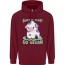 Dairy Is Scary Go Vegan Funny Childrens Kids Hoodie Maroon