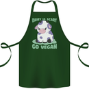 Dairy Is Scary Go Vegan Funny Cotton Apron 100% Organic Forest Green