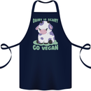 Dairy Is Scary Go Vegan Funny Cotton Apron 100% Organic Navy Blue