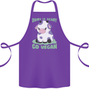 Dairy Is Scary Go Vegan Funny Cotton Apron 100% Organic Purple