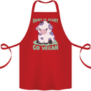 Dairy Is Scary Go Vegan Funny Cotton Apron 100% Organic Red