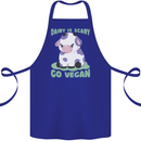 Dairy Is Scary Go Vegan Funny Cotton Apron 100% Organic Royal Blue