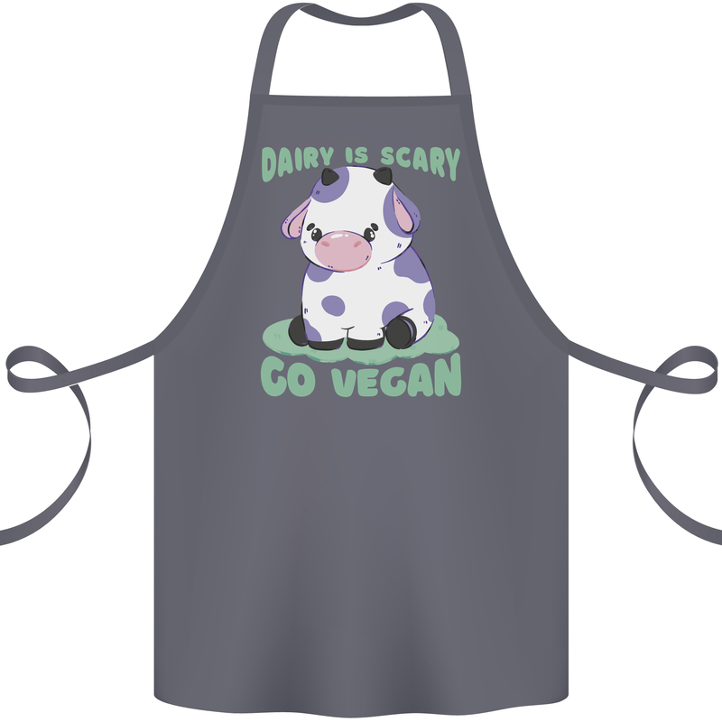Dairy Is Scary Go Vegan Funny Cotton Apron 100% Organic Steel