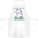 Dairy Is Scary Go Vegan Funny Cotton Apron 100% Organic White