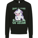 Dairy Is Scary Go Vegan Funny Kids Sweatshirt Jumper Black