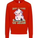 Dairy Is Scary Go Vegan Funny Kids Sweatshirt Jumper Bright Red
