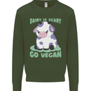 Dairy Is Scary Go Vegan Funny Kids Sweatshirt Jumper Forest Green