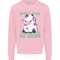 Dairy Is Scary Go Vegan Funny Kids Sweatshirt Jumper Light Pink