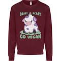 Dairy Is Scary Go Vegan Funny Kids Sweatshirt Jumper Maroon