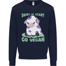Dairy Is Scary Go Vegan Funny Kids Sweatshirt Jumper Navy Blue