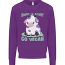 Dairy Is Scary Go Vegan Funny Kids Sweatshirt Jumper Purple
