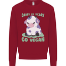 Dairy Is Scary Go Vegan Funny Kids Sweatshirt Jumper Red