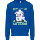 Dairy Is Scary Go Vegan Funny Kids Sweatshirt Jumper Royal Blue