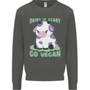 Dairy Is Scary Go Vegan Funny Kids Sweatshirt Jumper Storm Grey