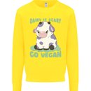 Dairy Is Scary Go Vegan Funny Kids Sweatshirt Jumper Yellow