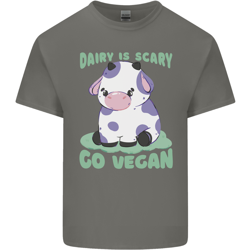 Dairy Is Scary Go Vegan Funny Kids T-Shirt Childrens Charcoal