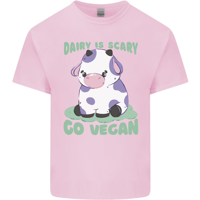Dairy Is Scary Go Vegan Funny Kids T-Shirt Childrens Light Pink