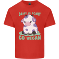 Dairy Is Scary Go Vegan Funny Kids T-Shirt Childrens Red