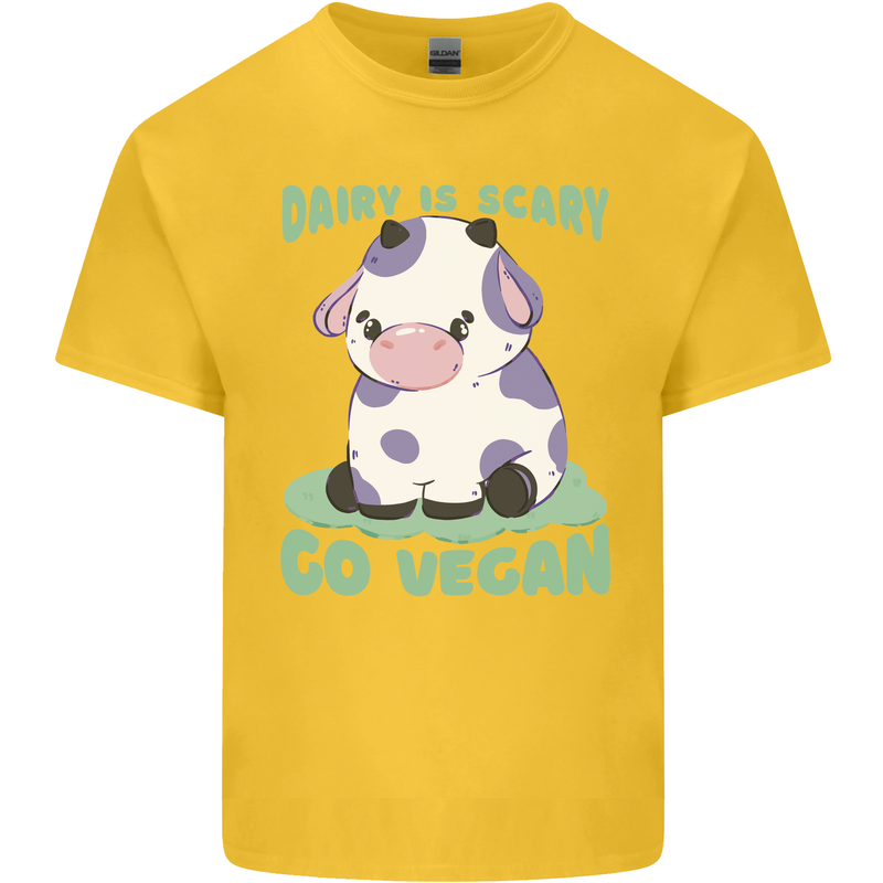 Dairy Is Scary Go Vegan Funny Kids T-Shirt Childrens Yellow