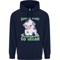 Dairy Is Scary Go Vegan Funny Mens 80% Cotton Hoodie Navy Blue