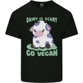 Dairy Is Scary Go Vegan Funny Mens Cotton T-Shirt Tee Top Black