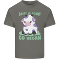 Dairy Is Scary Go Vegan Funny Mens Cotton T-Shirt Tee Top Charcoal