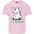 Dairy Is Scary Go Vegan Funny Mens Cotton T-Shirt Tee Top Light Pink