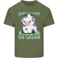 Dairy Is Scary Go Vegan Funny Mens Cotton T-Shirt Tee Top Military Green