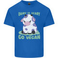 Dairy Is Scary Go Vegan Funny Mens Cotton T-Shirt Tee Top Royal Blue