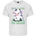 Dairy Is Scary Go Vegan Funny Mens Cotton T-Shirt Tee Top White