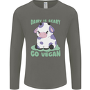 Dairy Is Scary Go Vegan Funny Mens Long Sleeve T-Shirt Charcoal