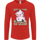 Dairy Is Scary Go Vegan Funny Mens Long Sleeve T-Shirt Red