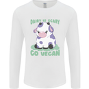 Dairy Is Scary Go Vegan Funny Mens Long Sleeve T-Shirt White