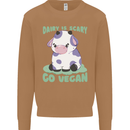 Dairy Is Scary Go Vegan Funny Mens Sweatshirt Jumper Caramel Latte
