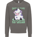 Dairy Is Scary Go Vegan Funny Mens Sweatshirt Jumper Charcoal