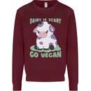Dairy Is Scary Go Vegan Funny Mens Sweatshirt Jumper Maroon