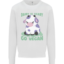 Dairy Is Scary Go Vegan Funny Mens Sweatshirt Jumper White