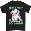 Dairy Is Scary Go Vegan Funny Mens T-Shirt 100% Cotton Black