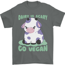 Dairy Is Scary Go Vegan Funny Mens T-Shirt 100% Cotton Charcoal