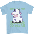 Dairy Is Scary Go Vegan Funny Mens T-Shirt 100% Cotton Light Blue