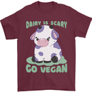 Dairy Is Scary Go Vegan Funny Mens T-Shirt 100% Cotton Maroon