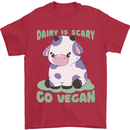 Dairy Is Scary Go Vegan Funny Mens T-Shirt 100% Cotton Red