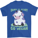 Dairy Is Scary Go Vegan Funny Mens T-Shirt 100% Cotton Royal Blue