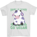 Dairy Is Scary Go Vegan Funny Mens T-Shirt 100% Cotton White