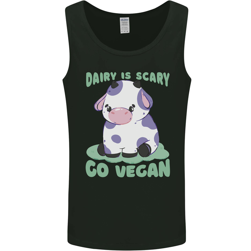 Dairy Is Scary Go Vegan Funny Mens Vest Tank Top Black