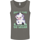 Dairy Is Scary Go Vegan Funny Mens Vest Tank Top Charcoal