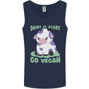 Dairy Is Scary Go Vegan Funny Mens Vest Tank Top Navy Blue