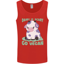Dairy Is Scary Go Vegan Funny Mens Vest Tank Top Red