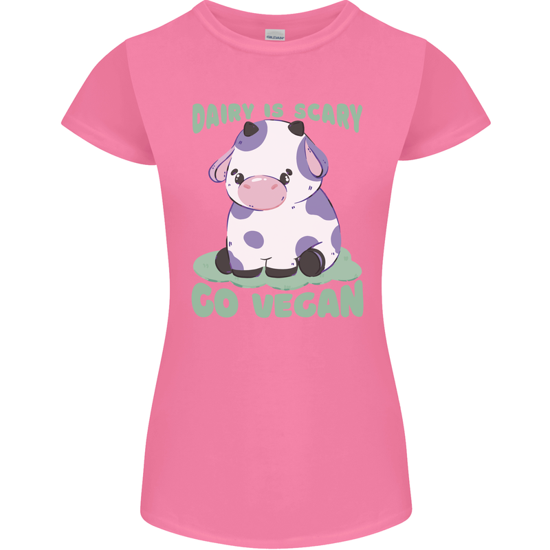 Dairy Is Scary Go Vegan Funny Womens Petite Cut T-Shirt Azalea