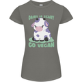 Dairy Is Scary Go Vegan Funny Womens Petite Cut T-Shirt Charcoal